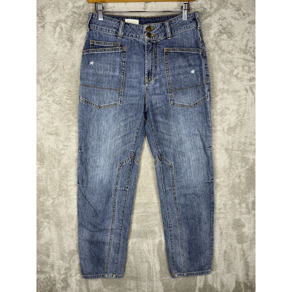 Pilcro Jeans Womens 25 The Wanderer Mid-Rise Relaxed Tapered Leg Rusty Blue Wash